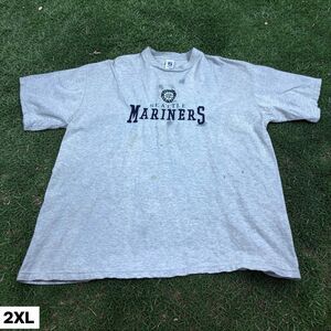Vintage 1999 Seattle Mariners T-Shirt Adult 2XL Gray Embroidered MLB Logo 7 Tee